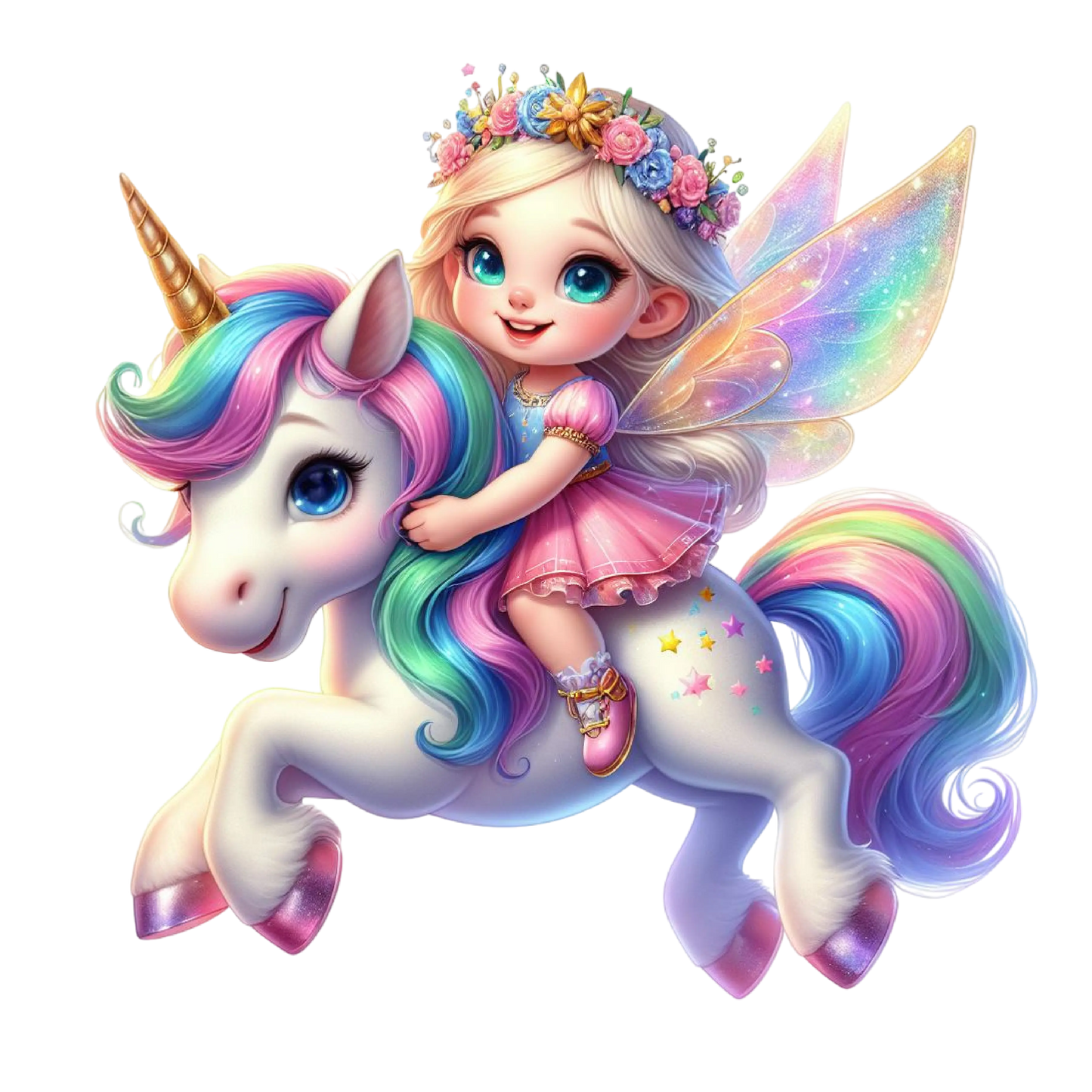 Bügelbild kleine Fee mit Einhorn #16 Fylou's Style
