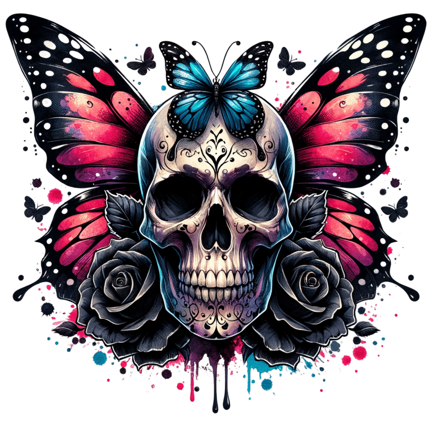 Bügelbild Gothic Butterfly Skulls #5 Fylou's Style