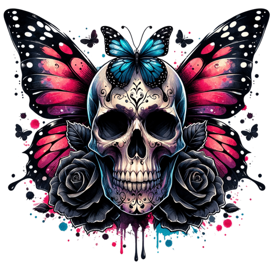 Bügelbild Gothic Butterfly Skulls #5 Fylou's Style