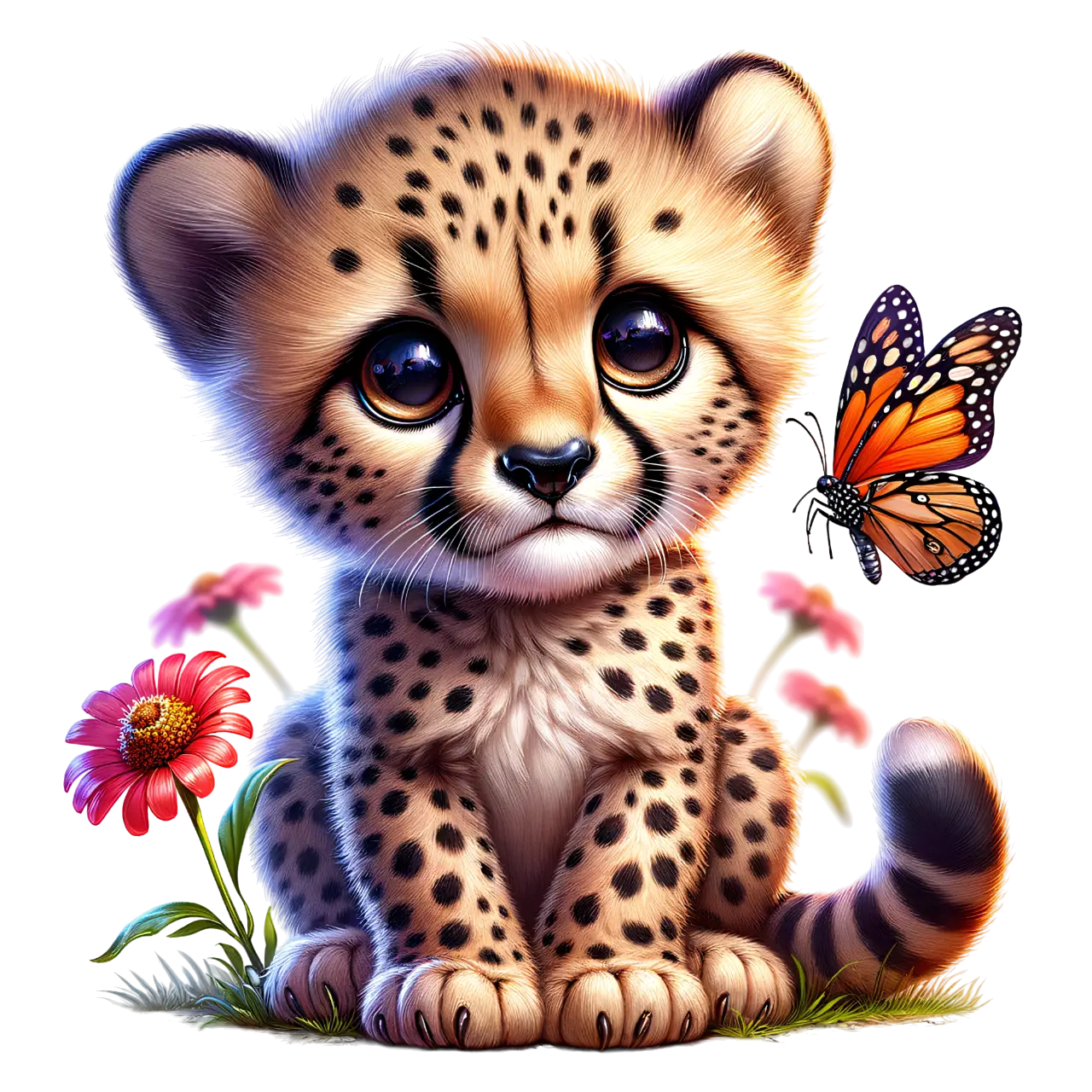 Bügelbild Leopard mit Schmetterling #1 Fylou's Style