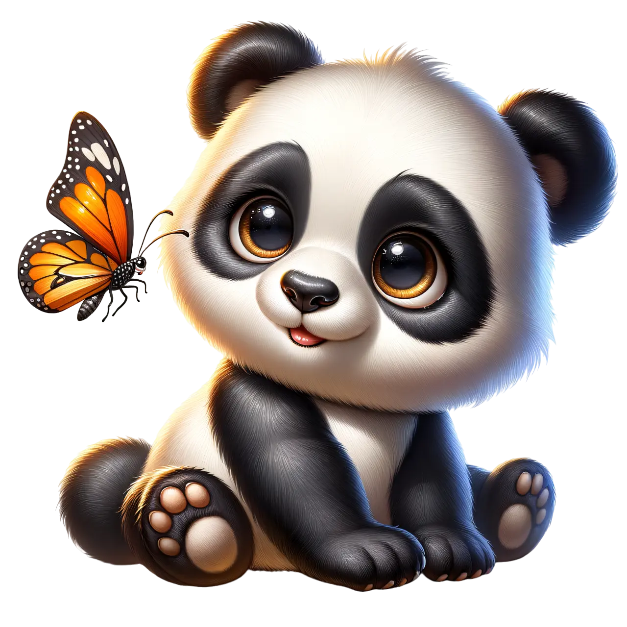 Bügelbild Panda mit Schmetterling Fylou's Style