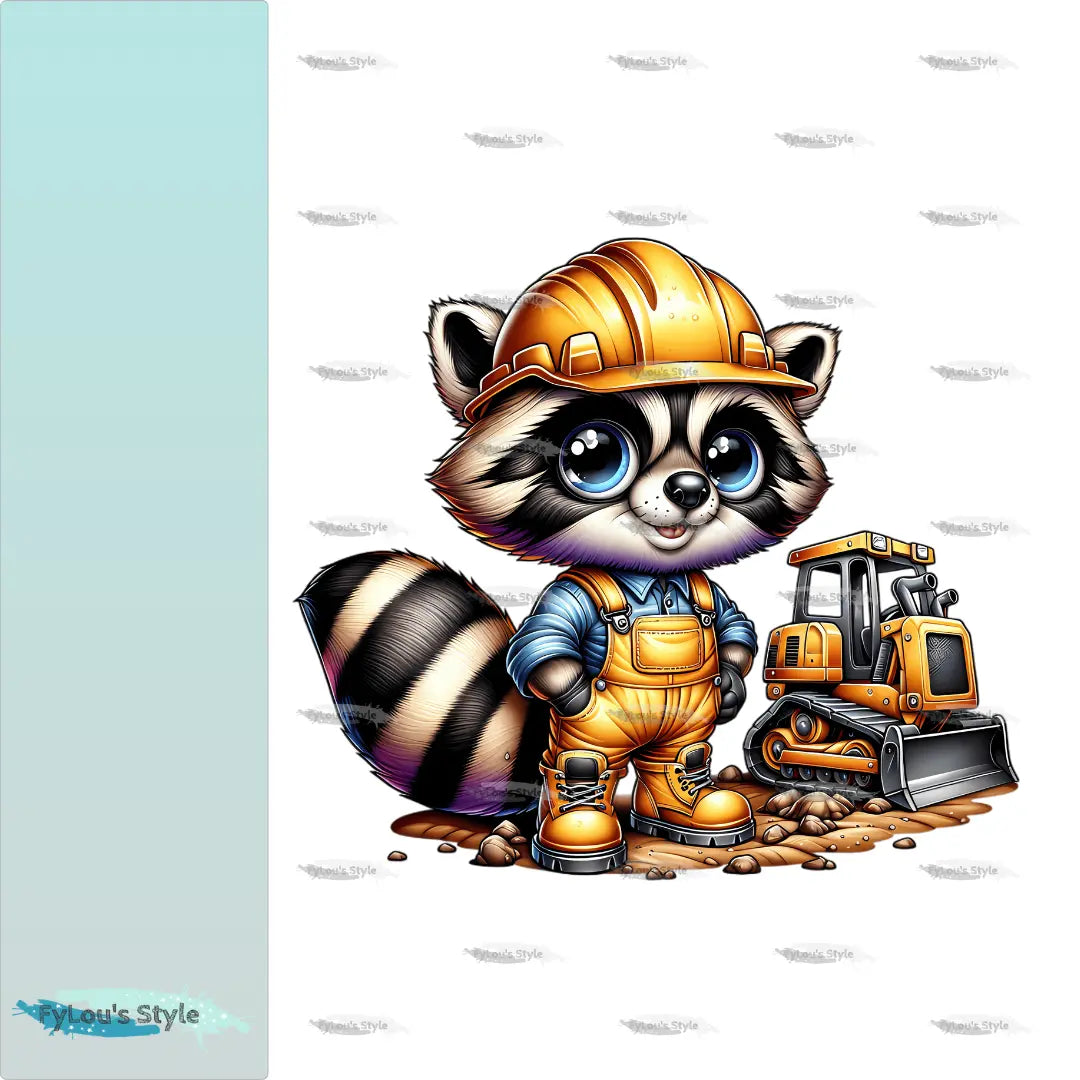 Bügelbild Bauarbeiter Waschbär #1 - Fylou's Style