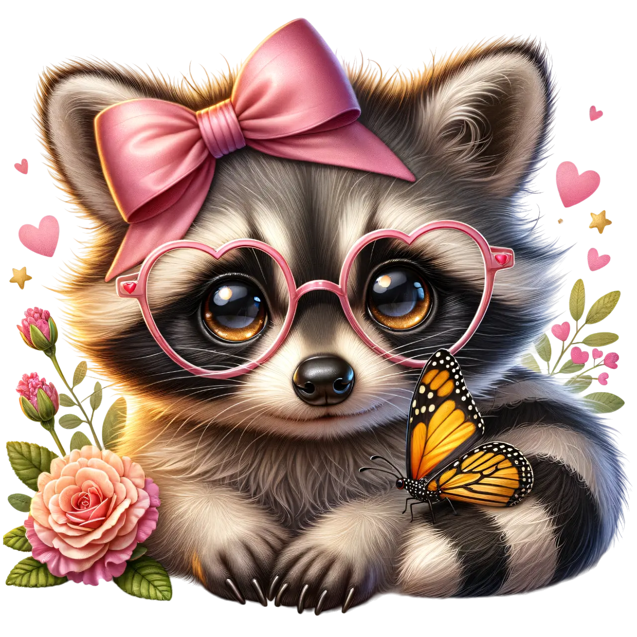 Bügelbild Waschbär mit Schmetterling #3 Fylou's Style