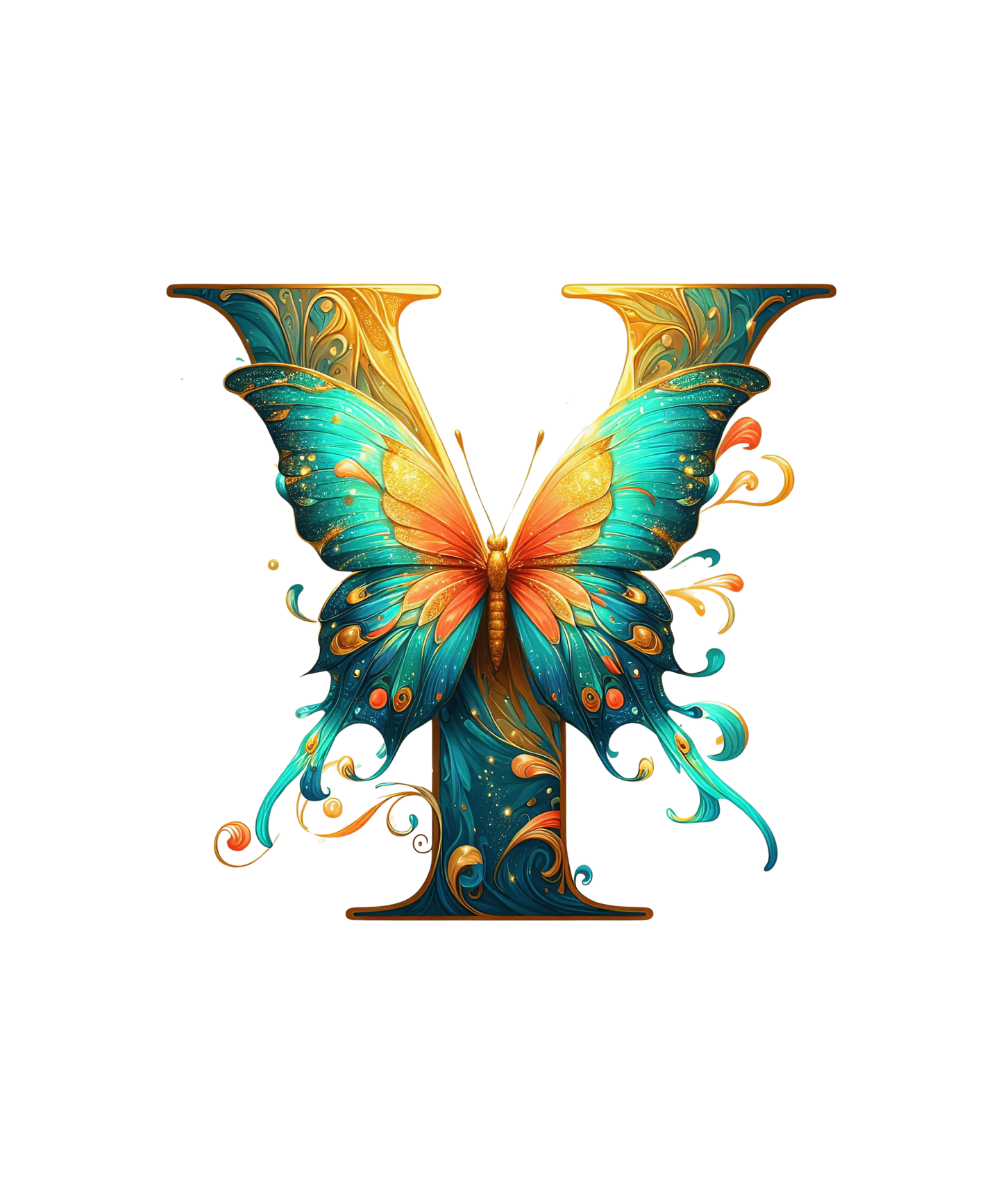 Bügelbild Buchstabe Y Schmetterling Fylou's Style