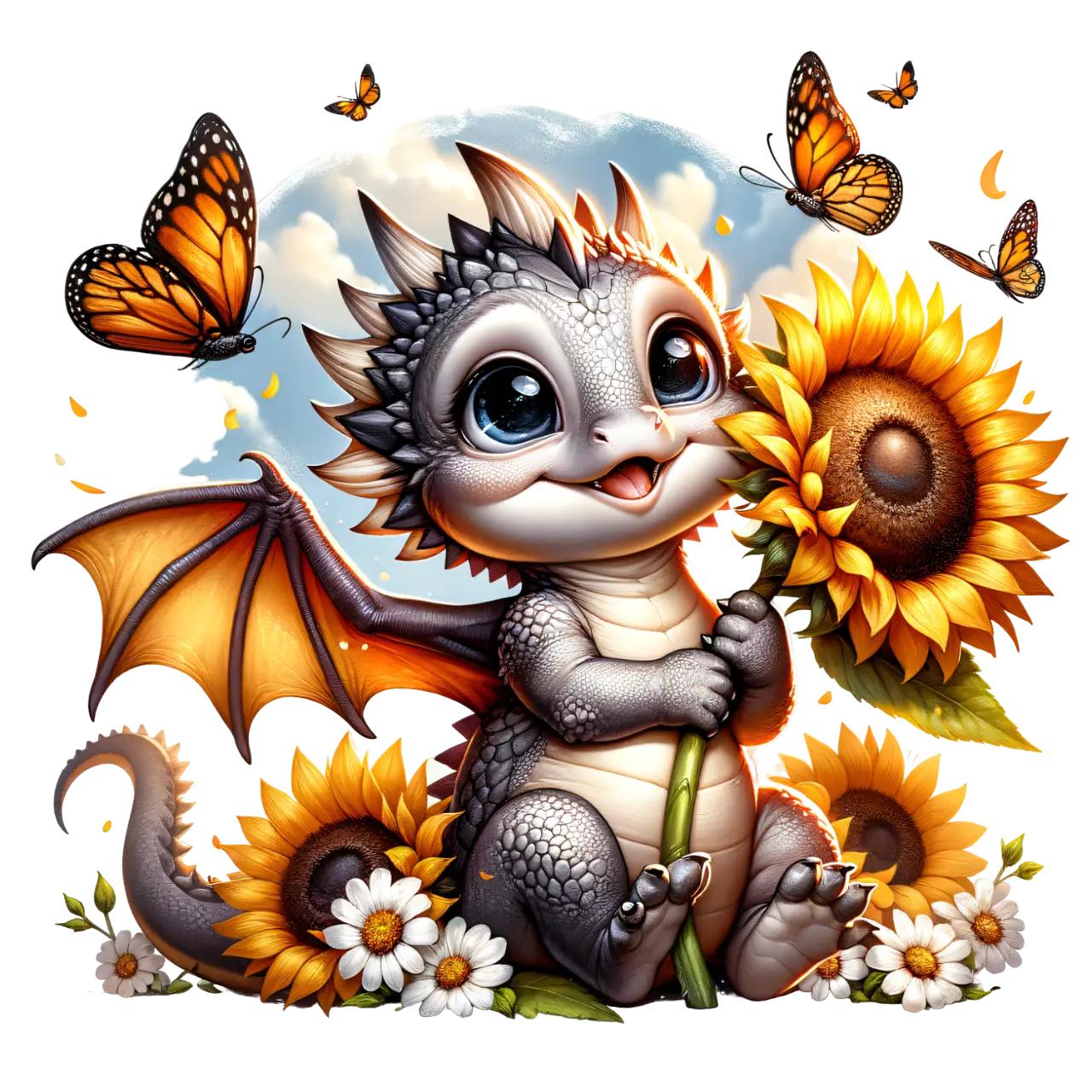 Bügelbild Drache mit Schmetterling #5 Fylou's Style