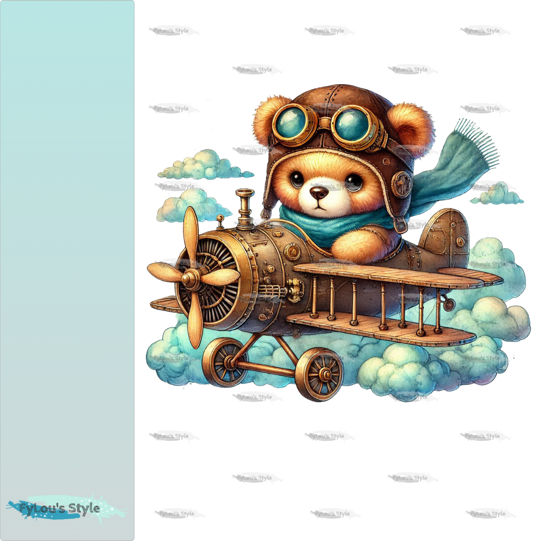 Bügelbild kleiner Steampunk Bär im Flieger #4 Fylou's Style