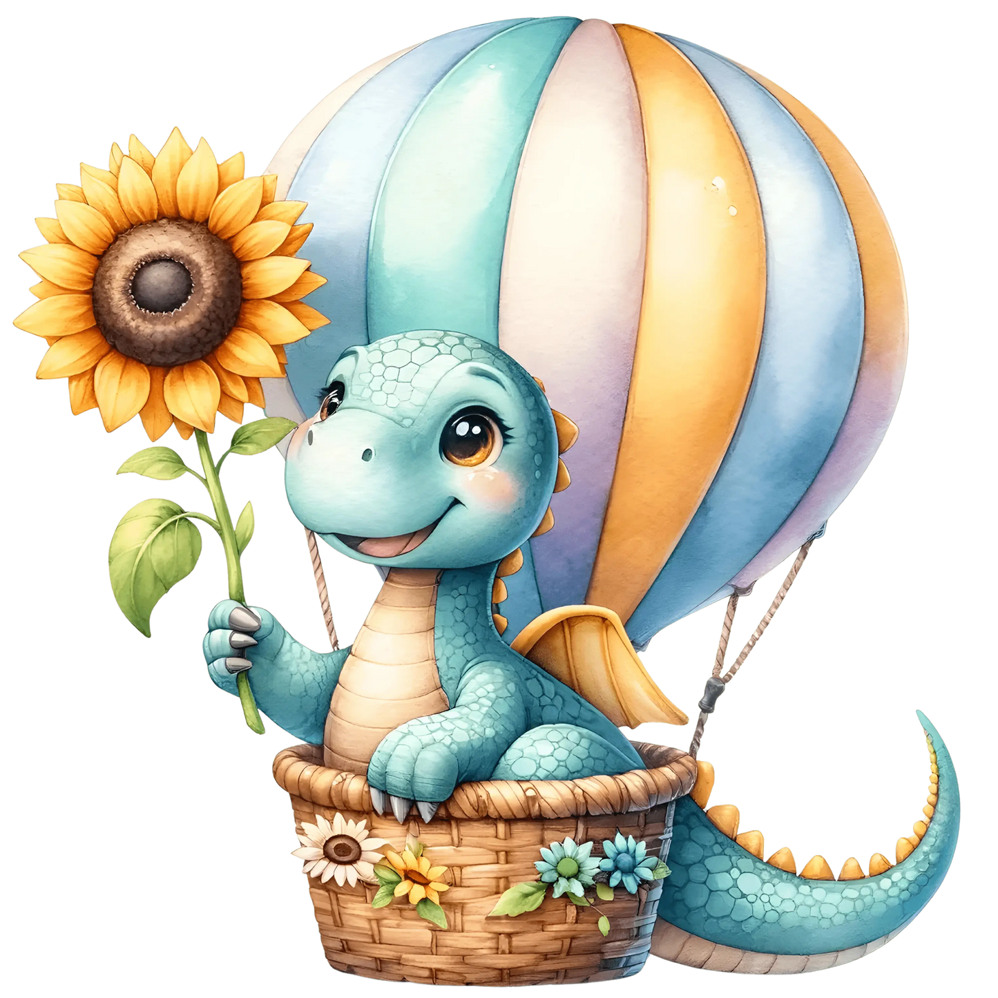 Bügelbild Sonnenblumen Dinosaurier #6 Fylou's Style