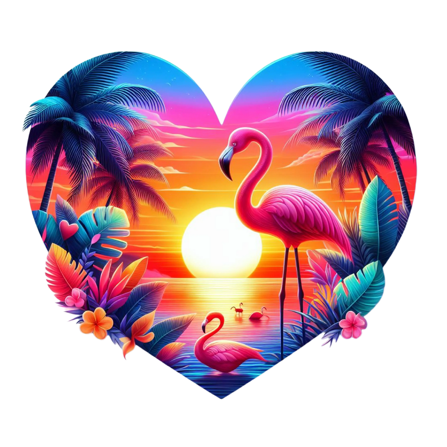 Bügelbild WaterColor Flamingo Heart #20 Fylou's Style