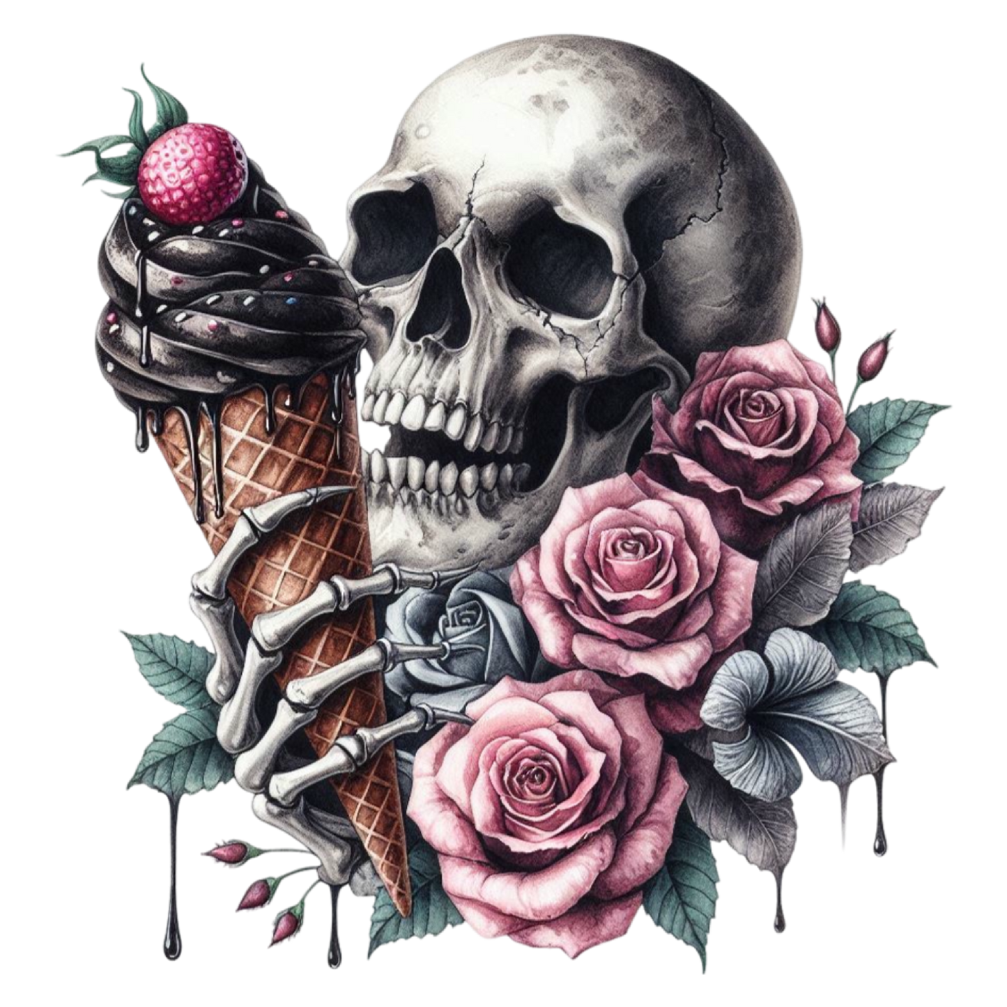 Bügelbild Summer Gothic Skull #3 Fylou's Style