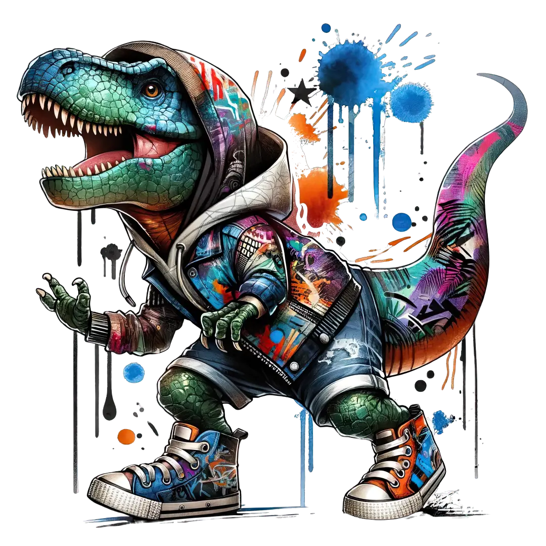 Bügelbild Streetwear Dinosauier Fylou's Style