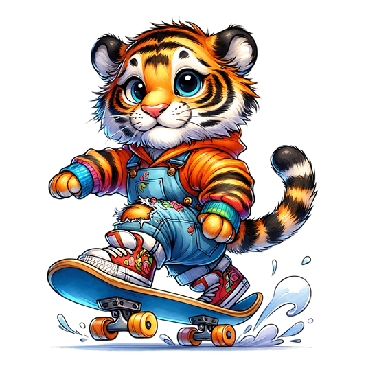 Bügelbild Skateboarder  Tiger #1 Fylou's Style