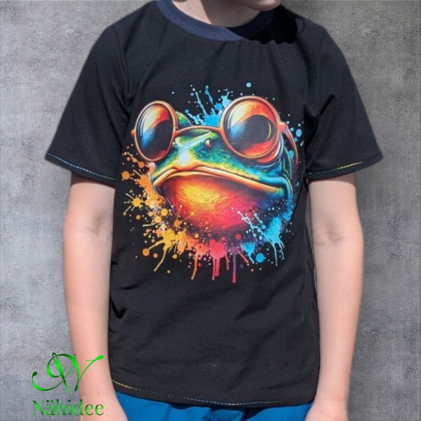 Bügelbild Frosch mit Sonnenbrille