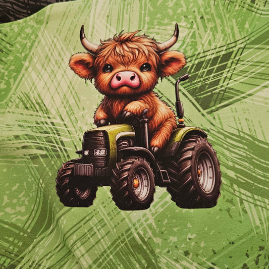 Bügelbild Highland Kuh mit Traktor Fylou's Style