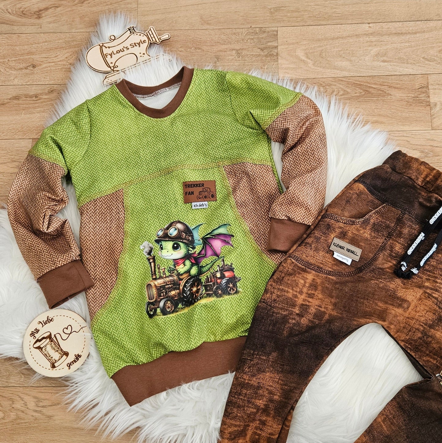 Bügelbild Steampunk Drache mit Traktor #1 Fylou's Style
