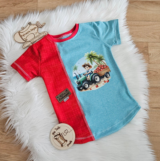 Bügelbild Junge mit  Erdbeer Traktor #1 Fylou's Style