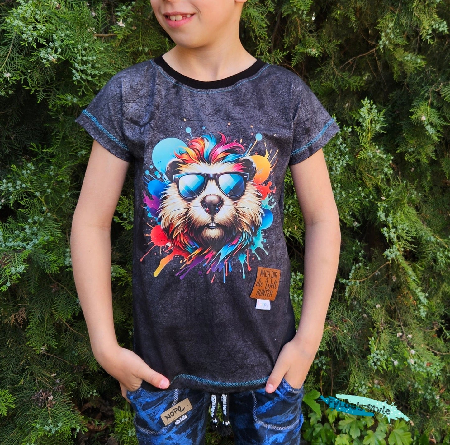 Bügelbild Biber mit Sonnenbrille Fylou's Style