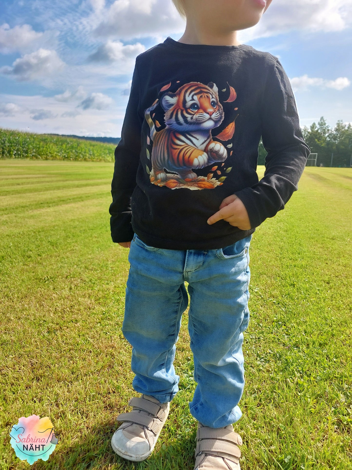 Bügelbild Tiger mit Blättern #2