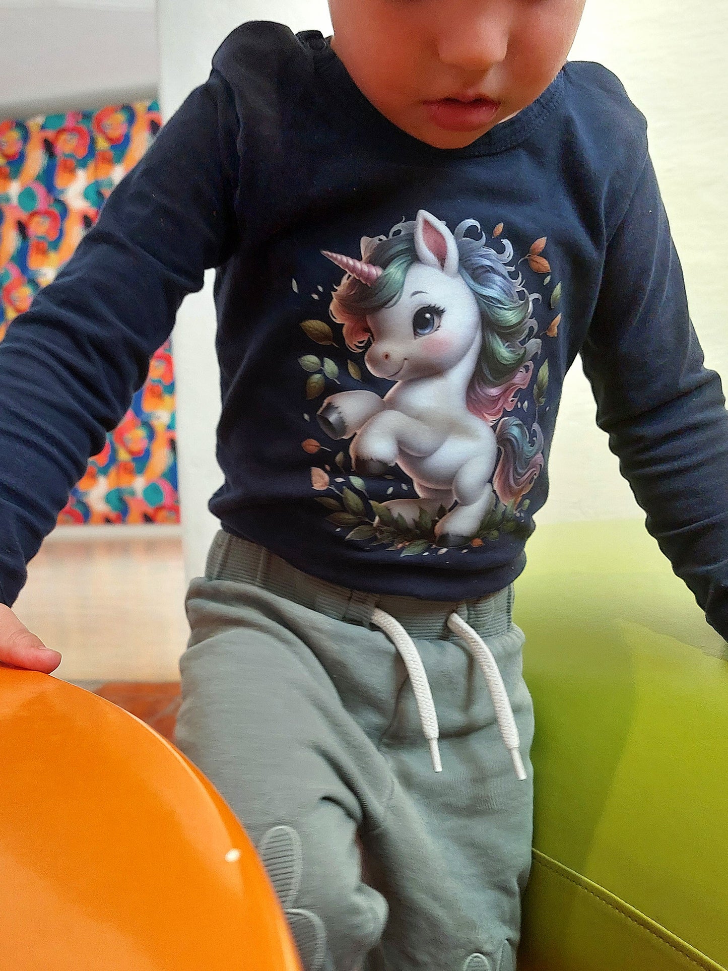 Bügelbild Einhorn mit Blättern #1