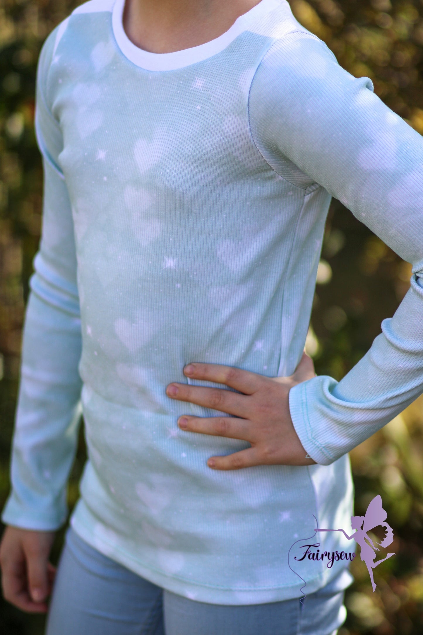 Bio Jersey Glitzer Herzen Mint *0,7m*