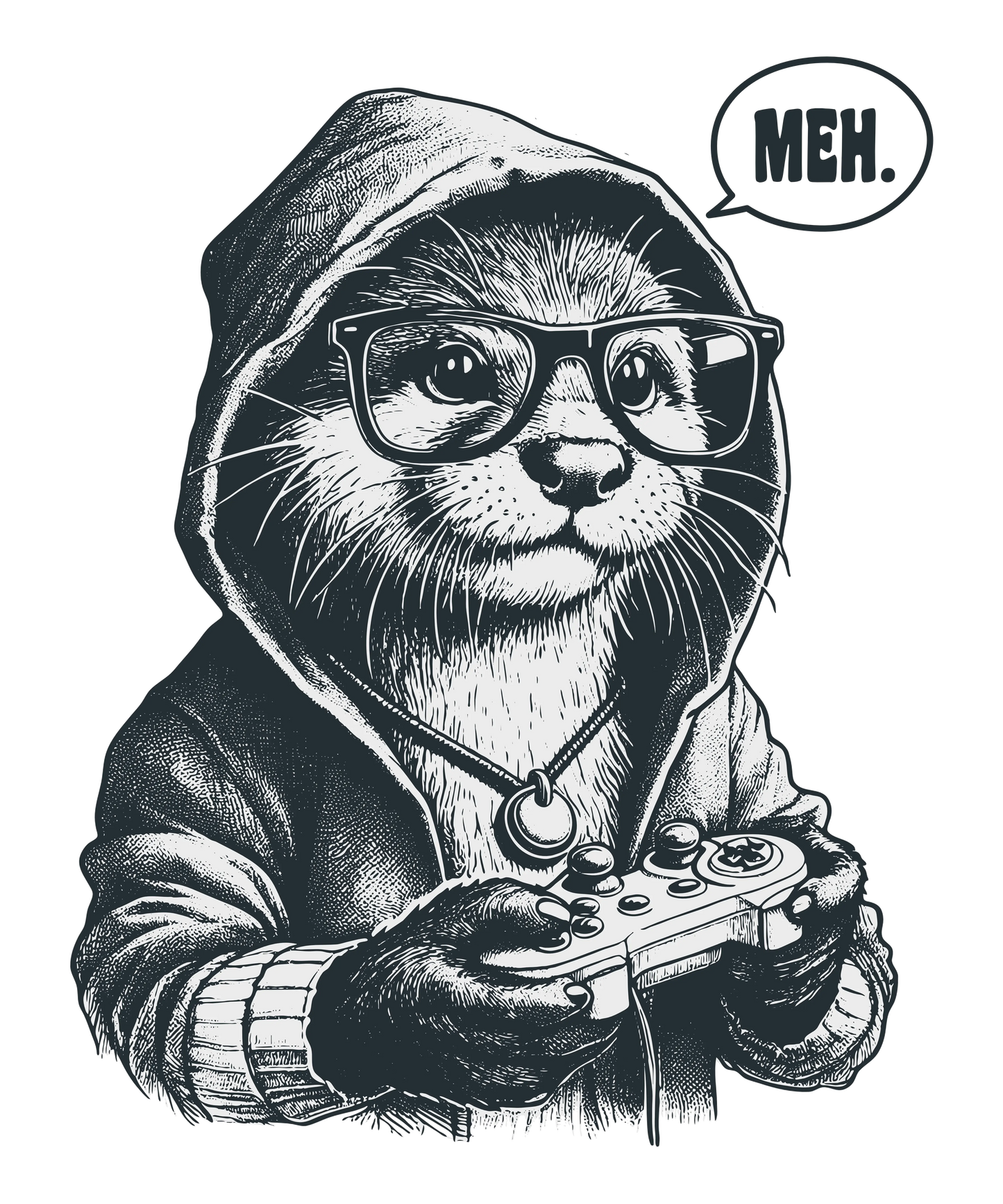 Bügelbild Otter in Hoodie Gamer Fylou's Style