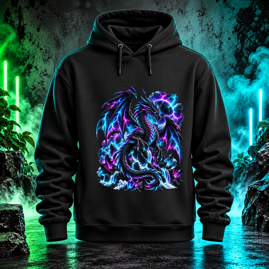 Bügelbild Neondrache im Gewittersturm