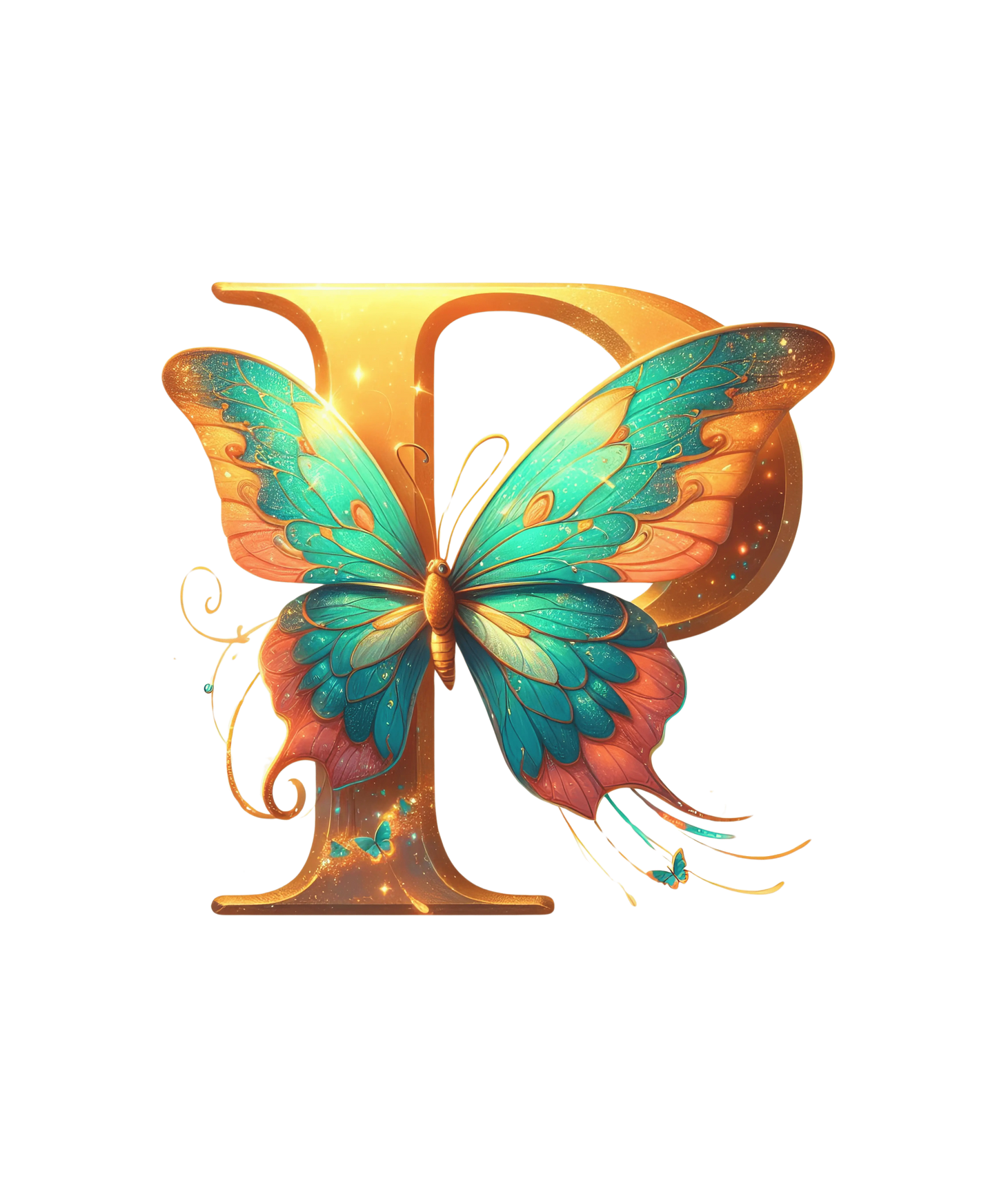 Bügelbild Buchstabe P Schmetterling Fylou's Style
