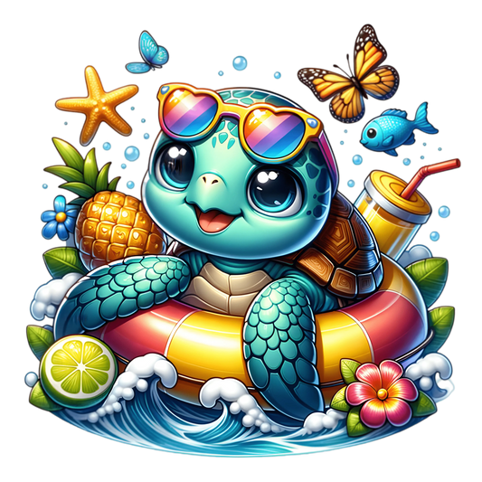 Bügelbild Sommer Schildkröte Fylou's Style