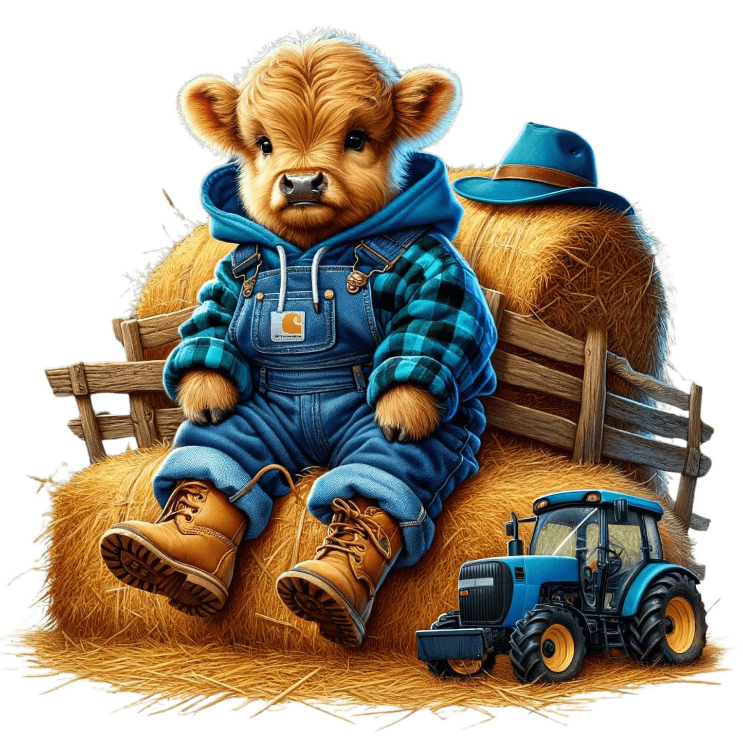 Bügelbild Highland Farmer blau Fylou's Style