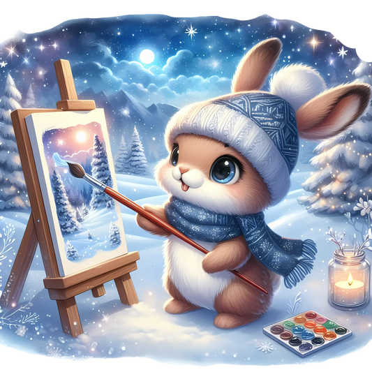 Bügelbild Schneehase malt Bild - Fylou's Style