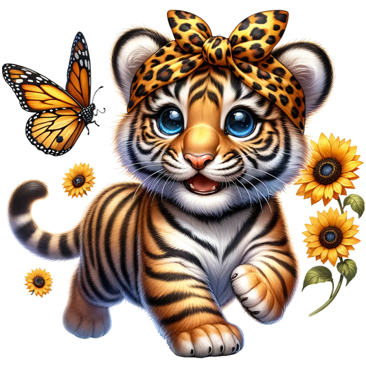 Bügelbild Tiger mit Sonnenblumen #1 Fylou's Style
