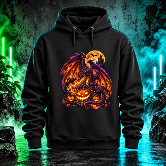 Bügelbild Neondrache vor Vollmond und Spukschlos