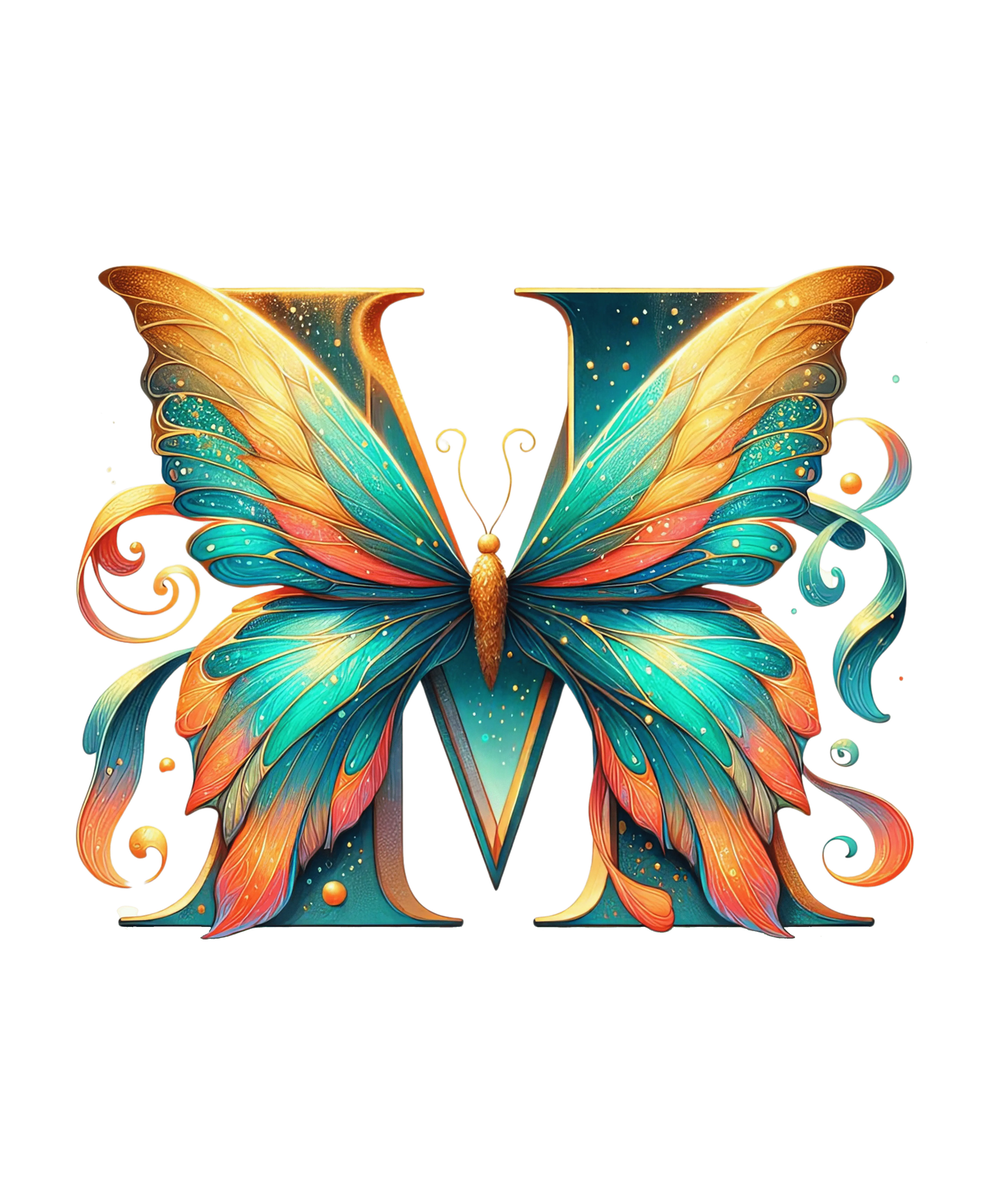 Bügelbild Buchstabe M Schmetterling Fylou's Style