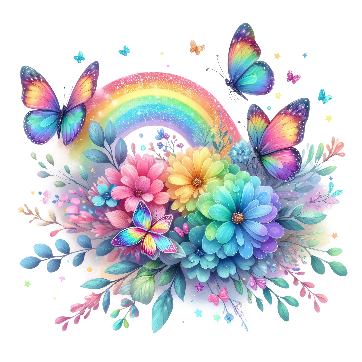 Bügelbild Glitzer Regenbogen Schmetterling #6 Fylou's Style