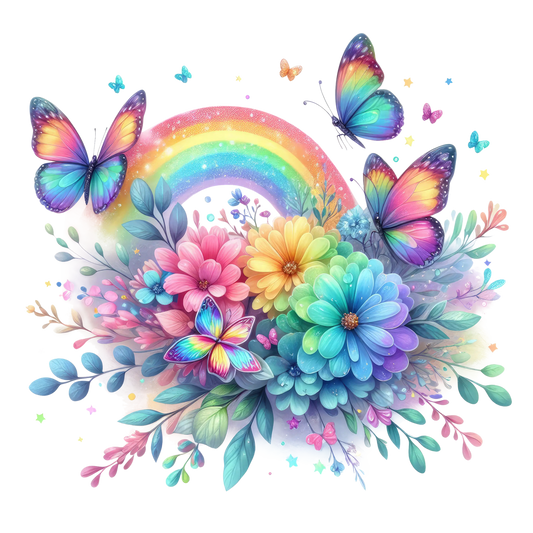 Bügelbild Glitzer Regenbogen Schmetterling #6 Fylou's Style