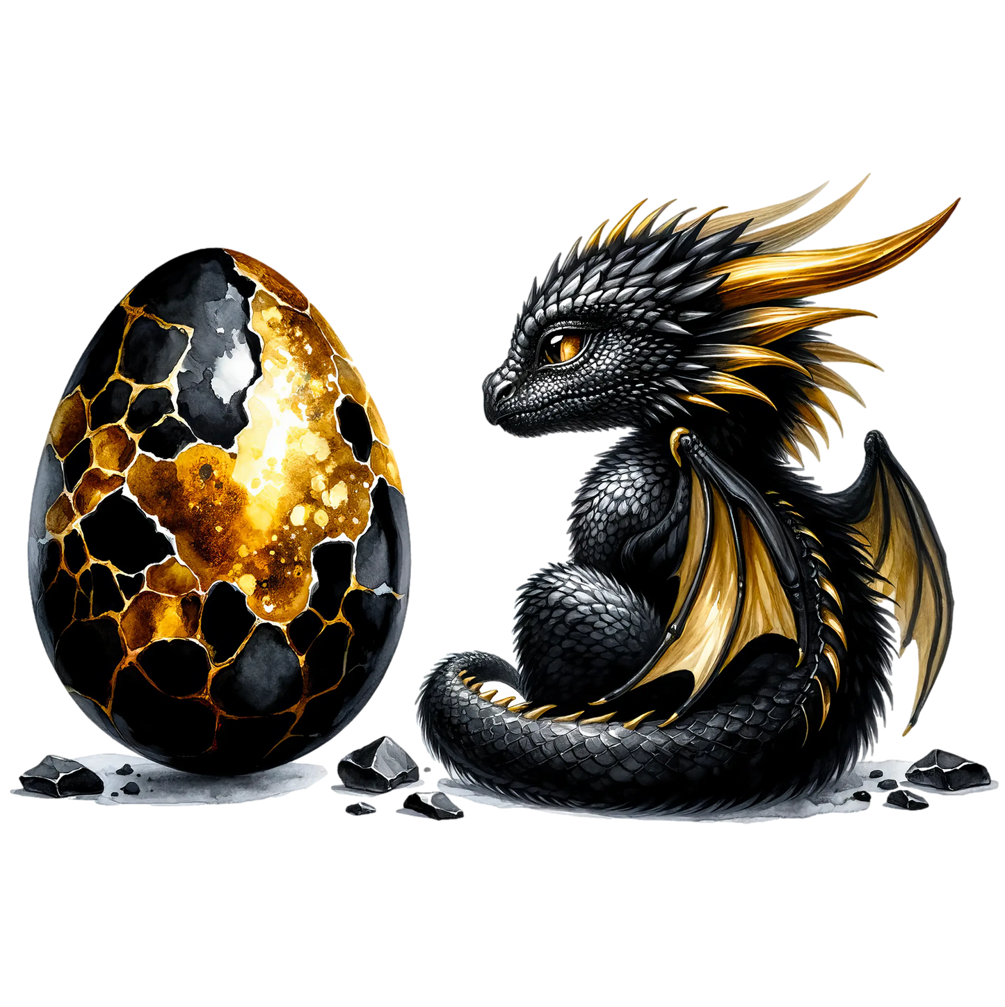 Bügelbild Black&Gold Drache #7 - Fylou's Style