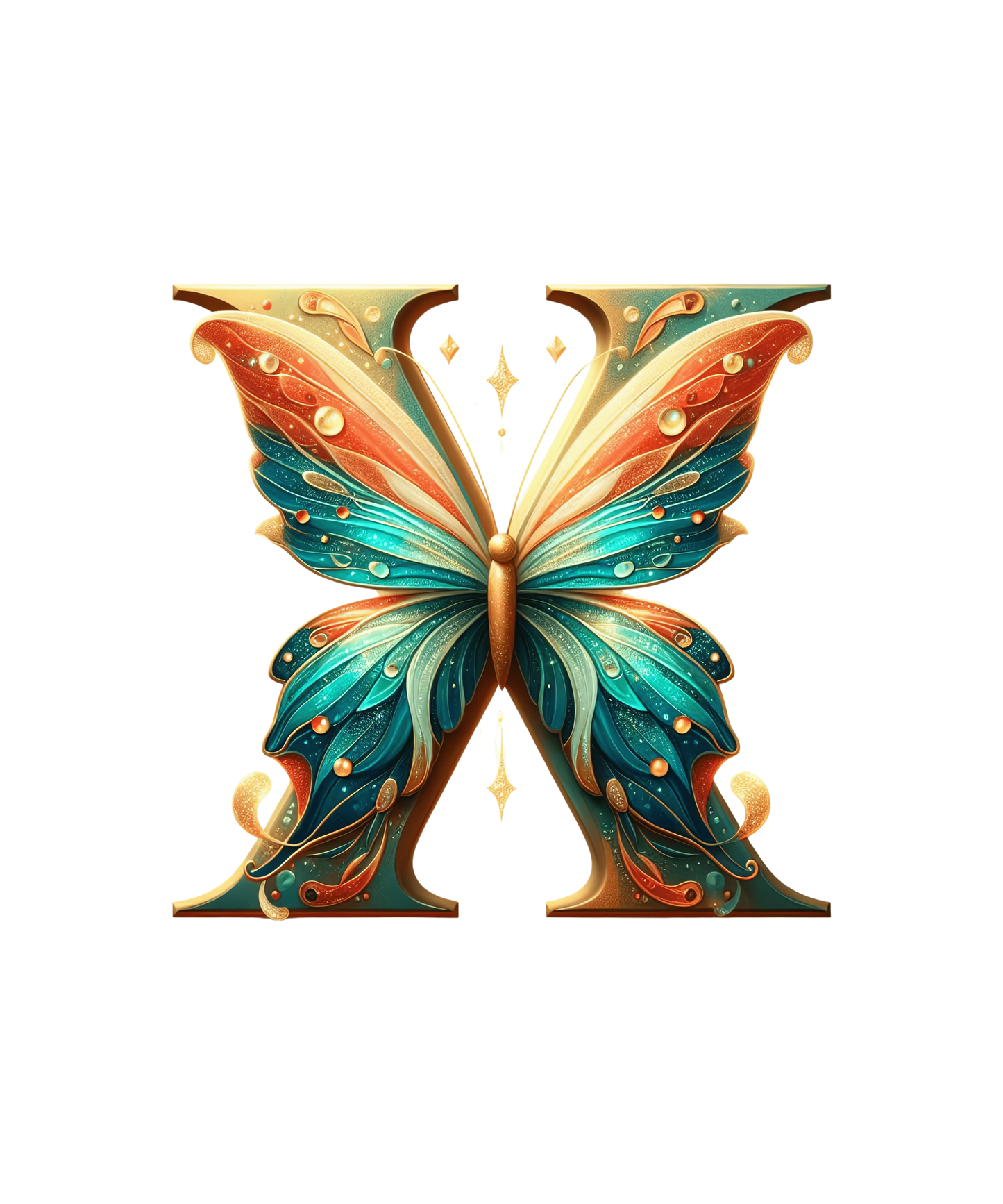 Bügelbild Buchstabe X Schmetterling Fylou's Style