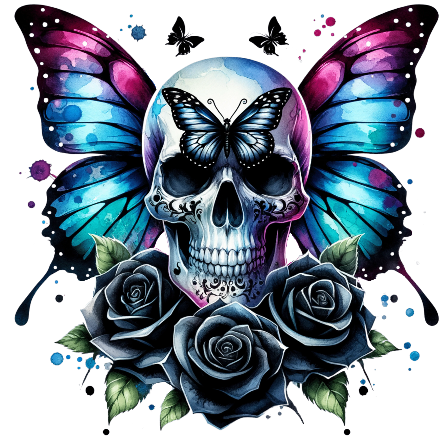 Bügelbild Gothic Butterfly Skulls #8 Fylou's Style