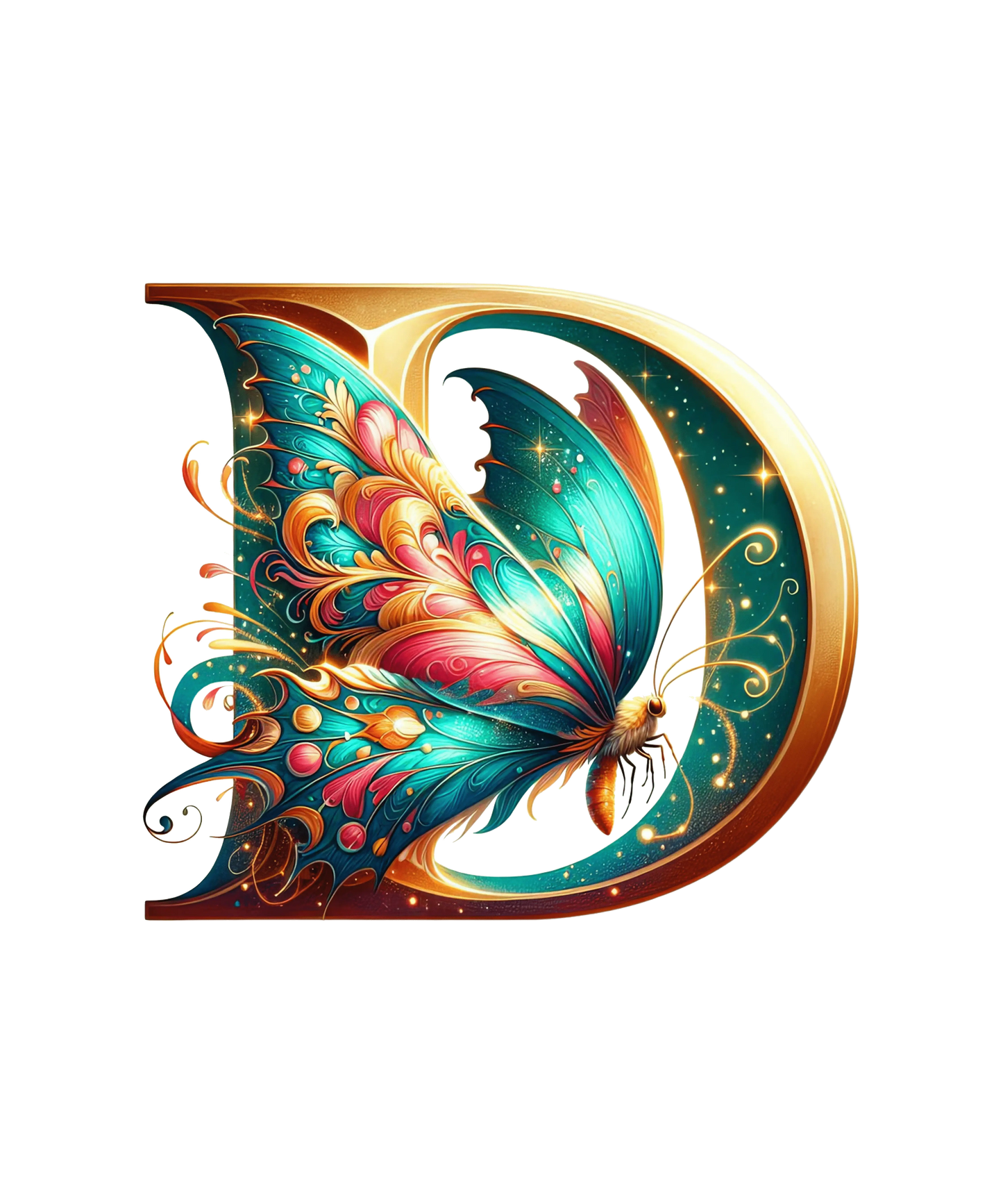 Bügelbild Buchstabe D Schmetterling Fylou's Style