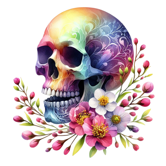 Bügelbild Flower Skull #8 Fylou's Style