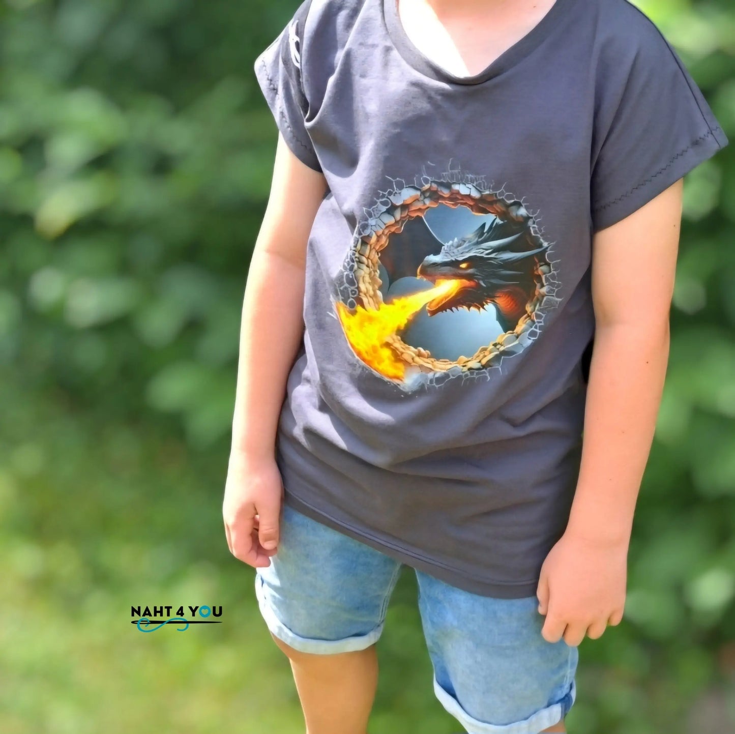 Bügelbild 3D Drache schwarz #10 Fylou's Style