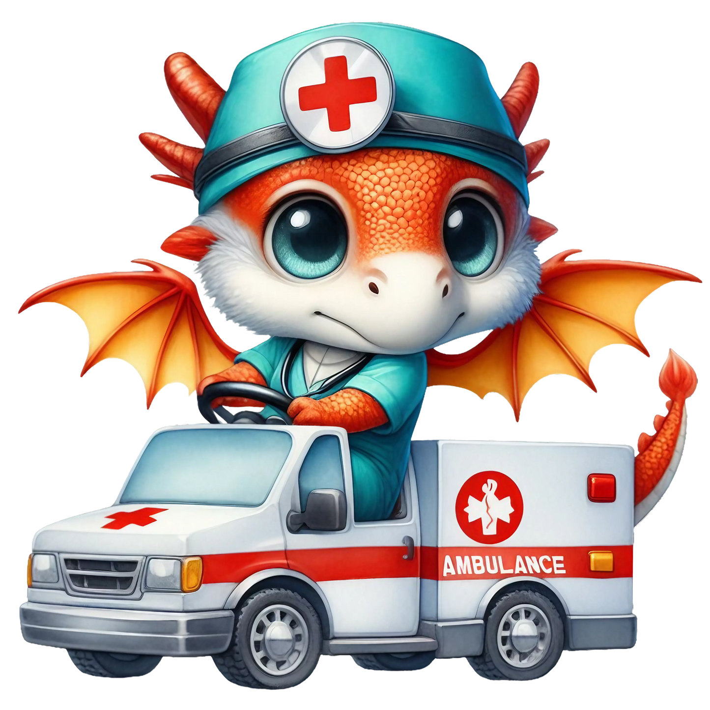 Bügelbild Drache Krankenwagen #3 Fylou's Style