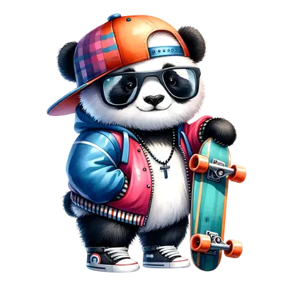 Bügelbild cooler Skater Panda Fylou's Style