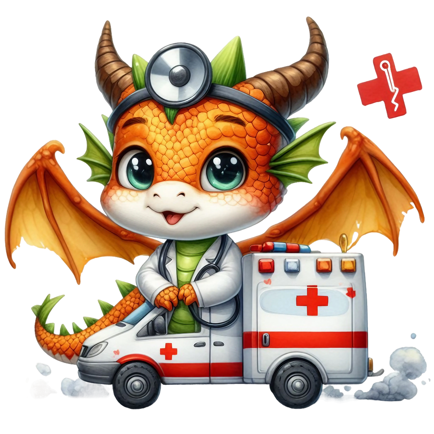 Bügelbild Drache Krankenwagen #2 Fylou's Style