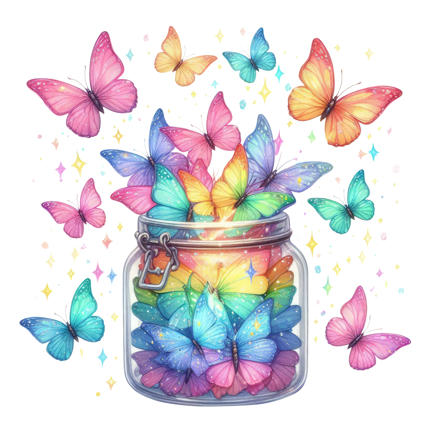 Bügelbild Glitzer Regenbogen Schmetterling #7 Fylou's Style