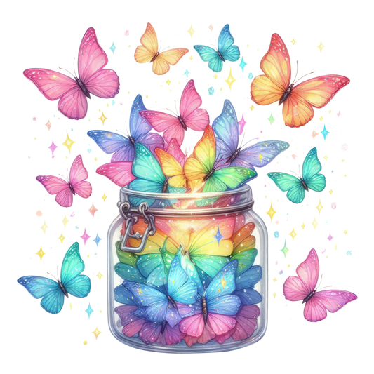 Bügelbild Glitzer Regenbogen Schmetterling #7 Fylou's Style