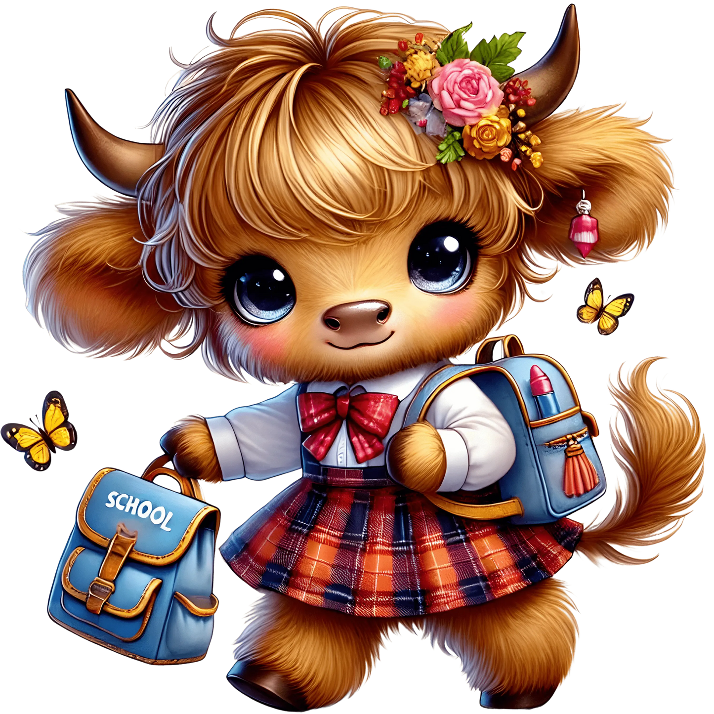 Bügelbild Highland Kuh geht zur Schule #19 Fylou's Style