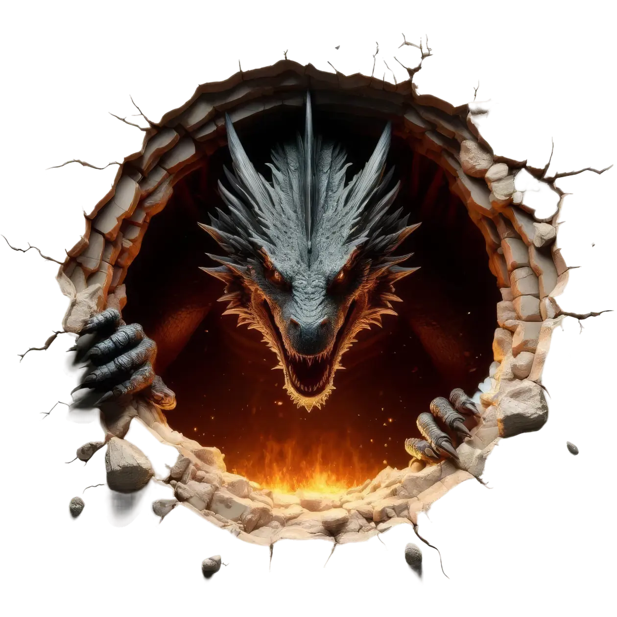 Bügelbild 3D Drache schwarz #3 Fylou's Style