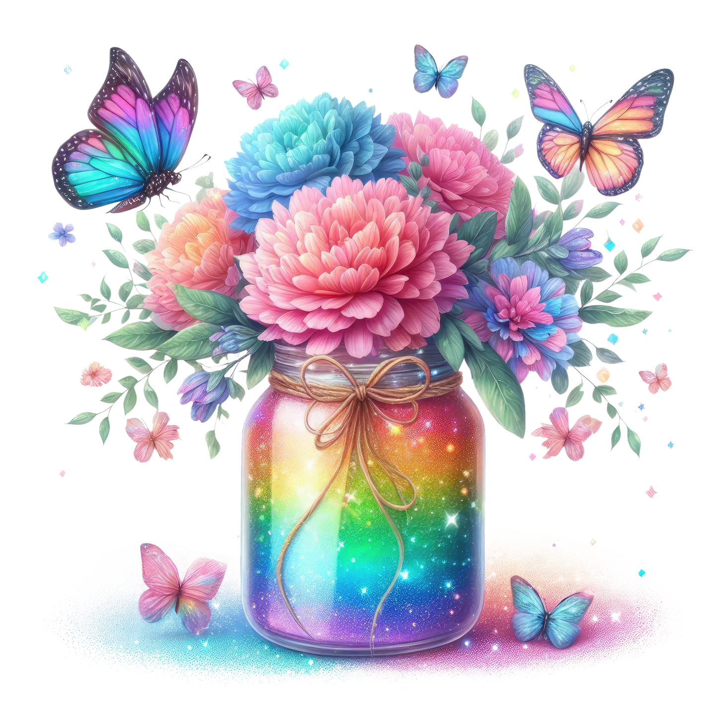 Bügelbild Glitzer Regenbogen Schmetterling #5 Fylou's Style