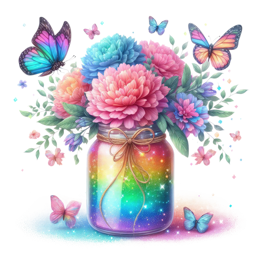 Bügelbild Glitzer Regenbogen Schmetterling #5 Fylou's Style