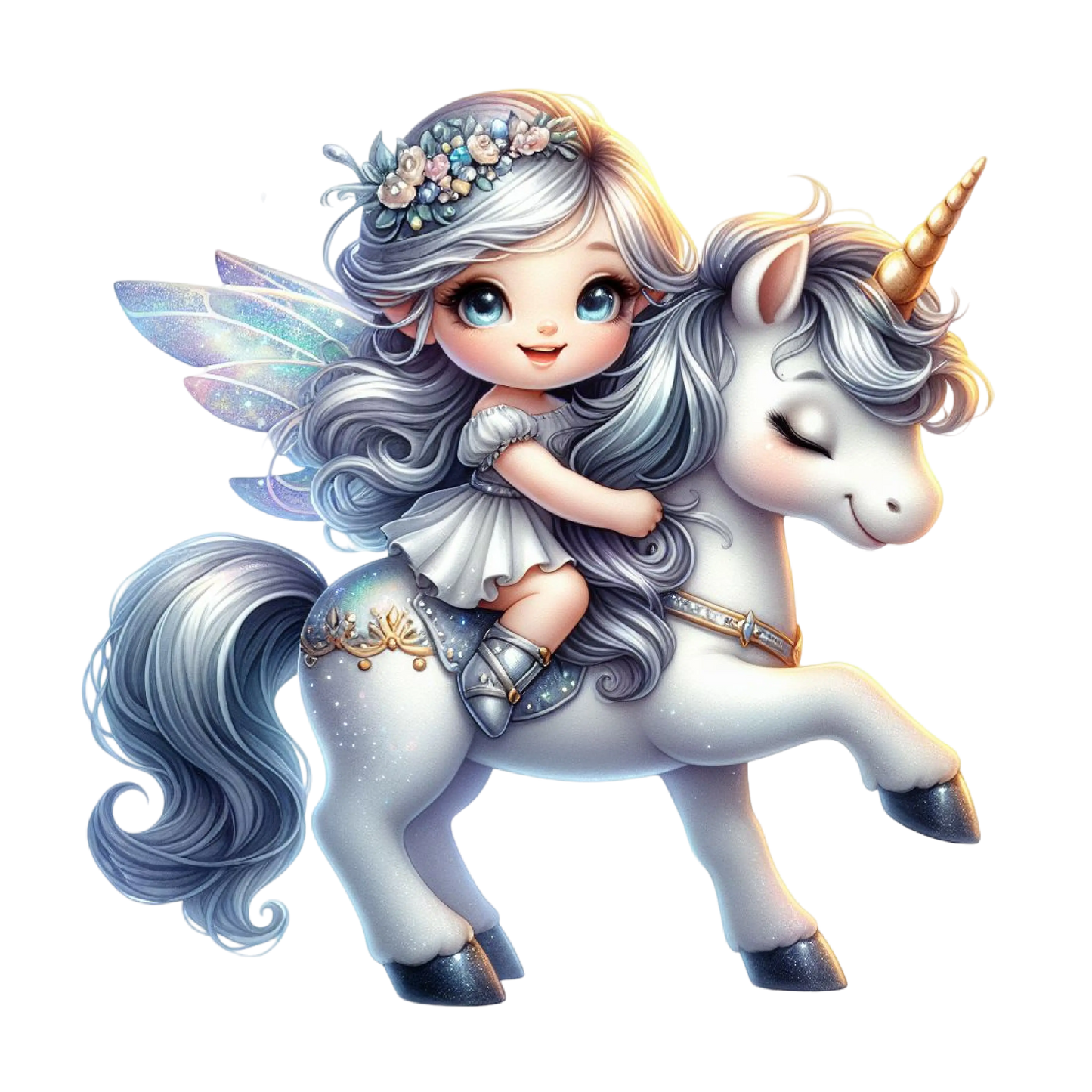 Bügelbild kleine Fee mit Einhorn #1 Fylou's Style